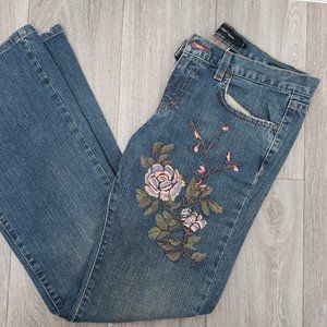 Calvin Klein Low Rise Flare Rose Embroidered Jeans